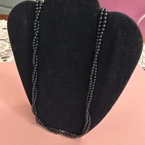 Authentic Black Onyx Two Strand Thirty Inch Necklace